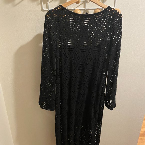 MANGO Geometric-pattern Openwork Dress Black - Picture 2 of 3